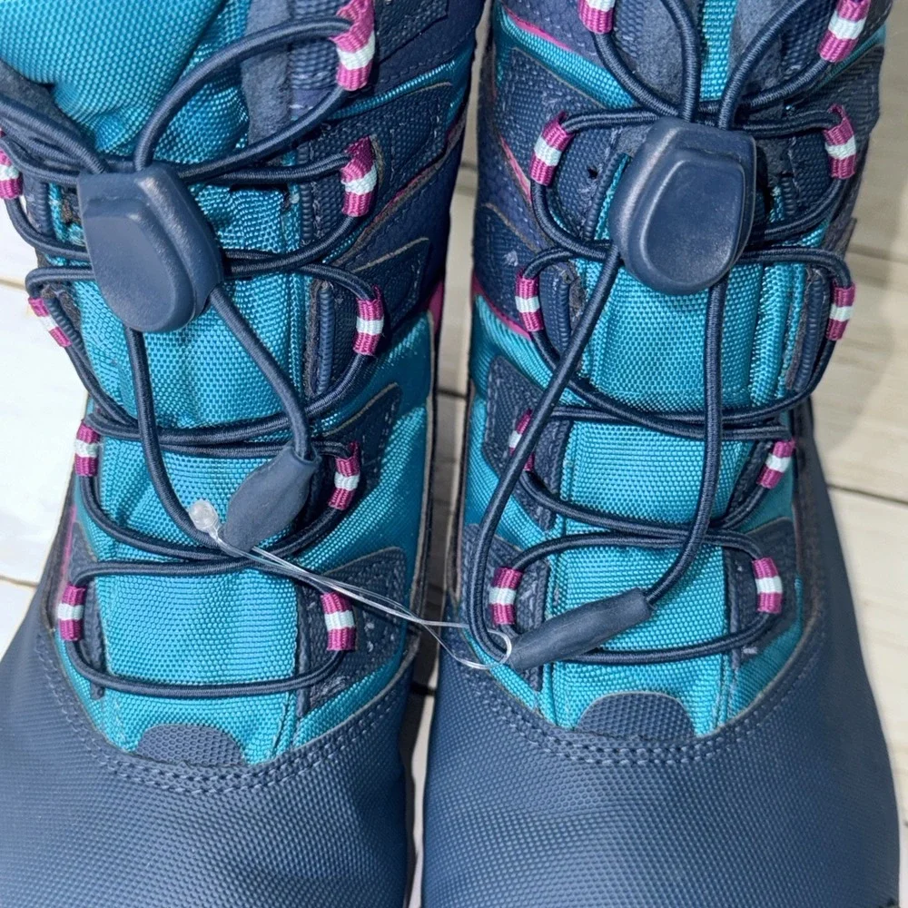Merrell Kids Snow Bank 3.0 Waterproof Winter Boots Size 4M Navy Turquoise Pink